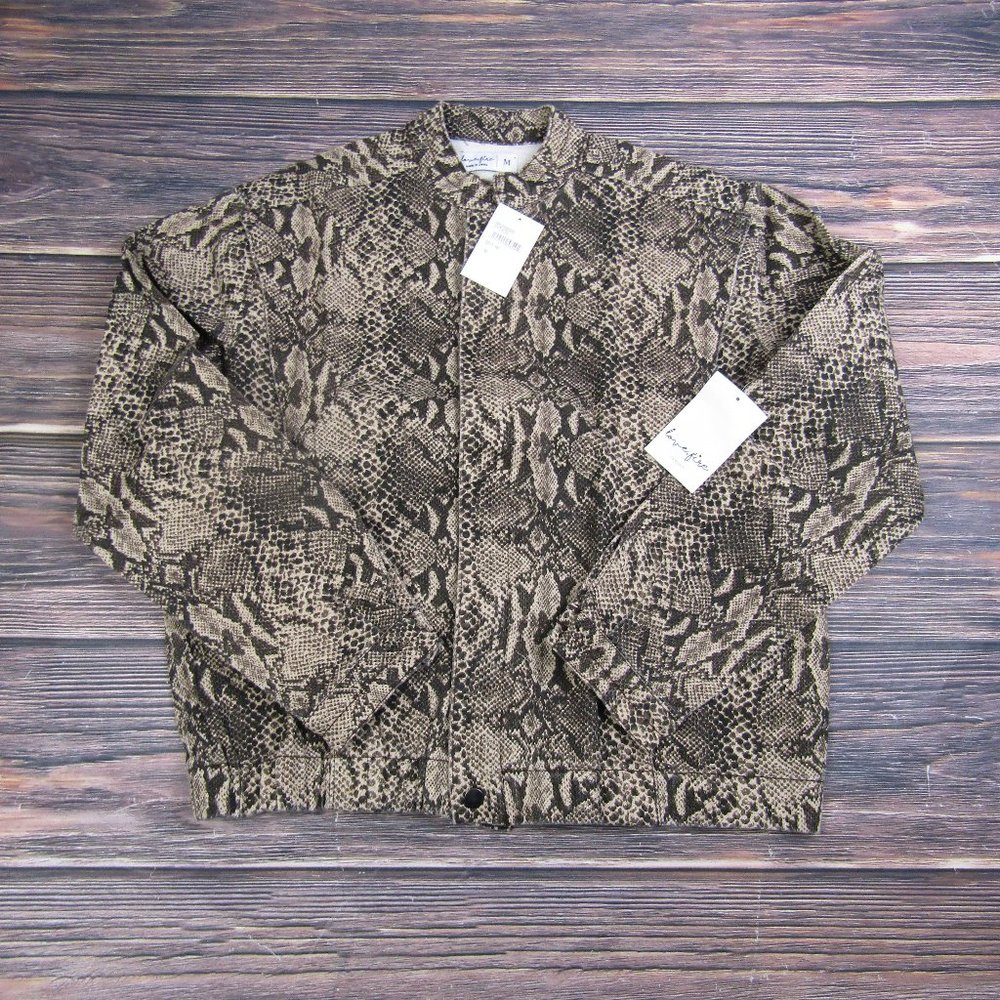 Lovefire‎ NWT NEW Womens Medium Python Twill Full Zip High Neck Bomber Jacket